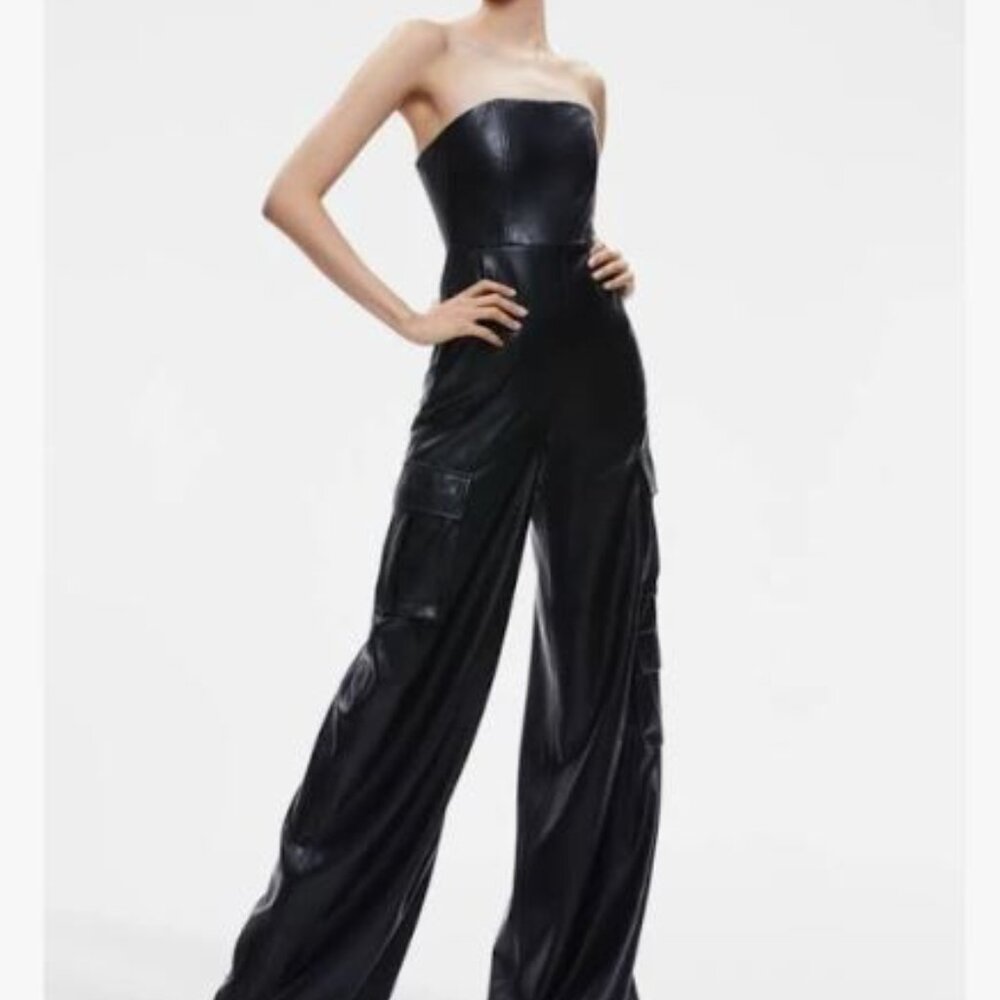 Alice + Olivia Emelda Faux Leather Jumpsuit